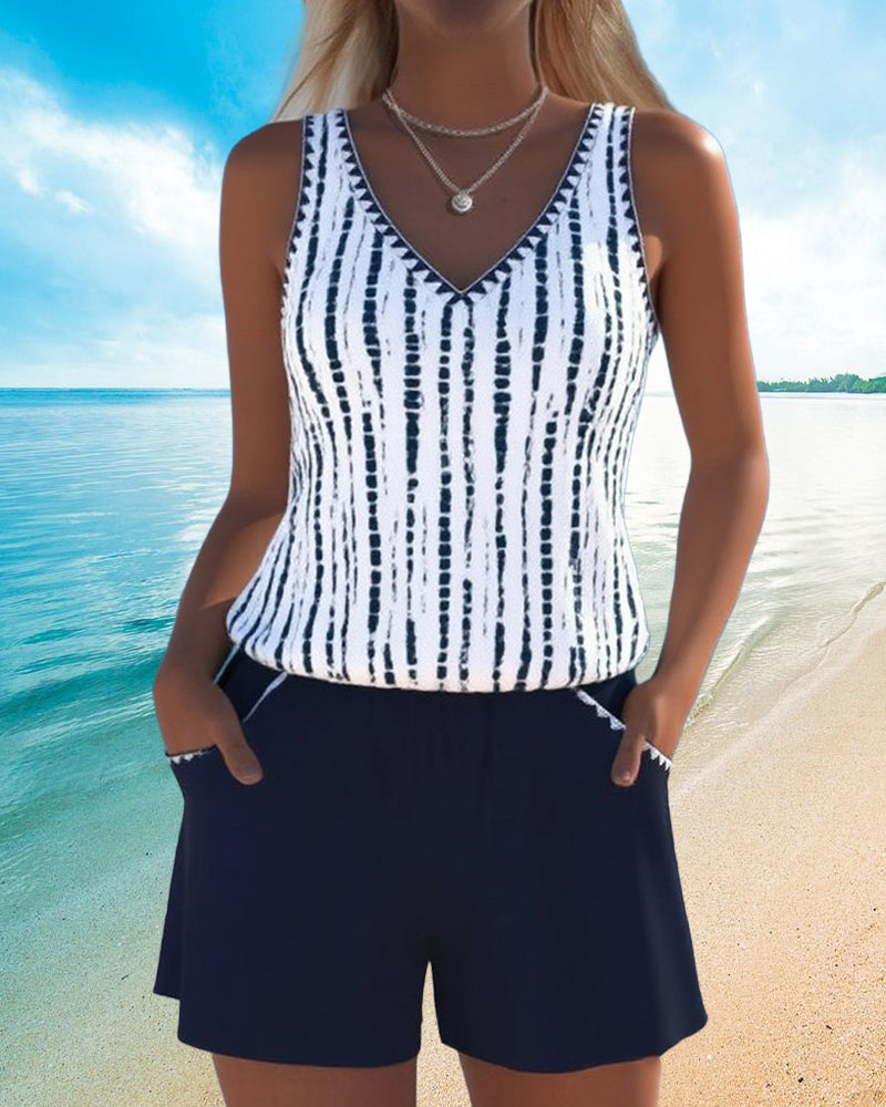 Maillot de bain quotidien avec poche et décolleté en V