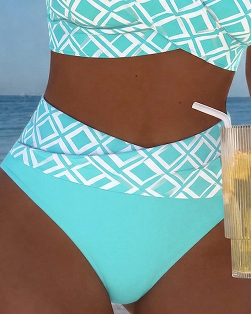 Bikini Divdažni avec Découpe et Motif Diamant