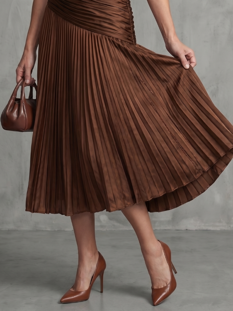 Ivana | Robe midi avec taille froncée