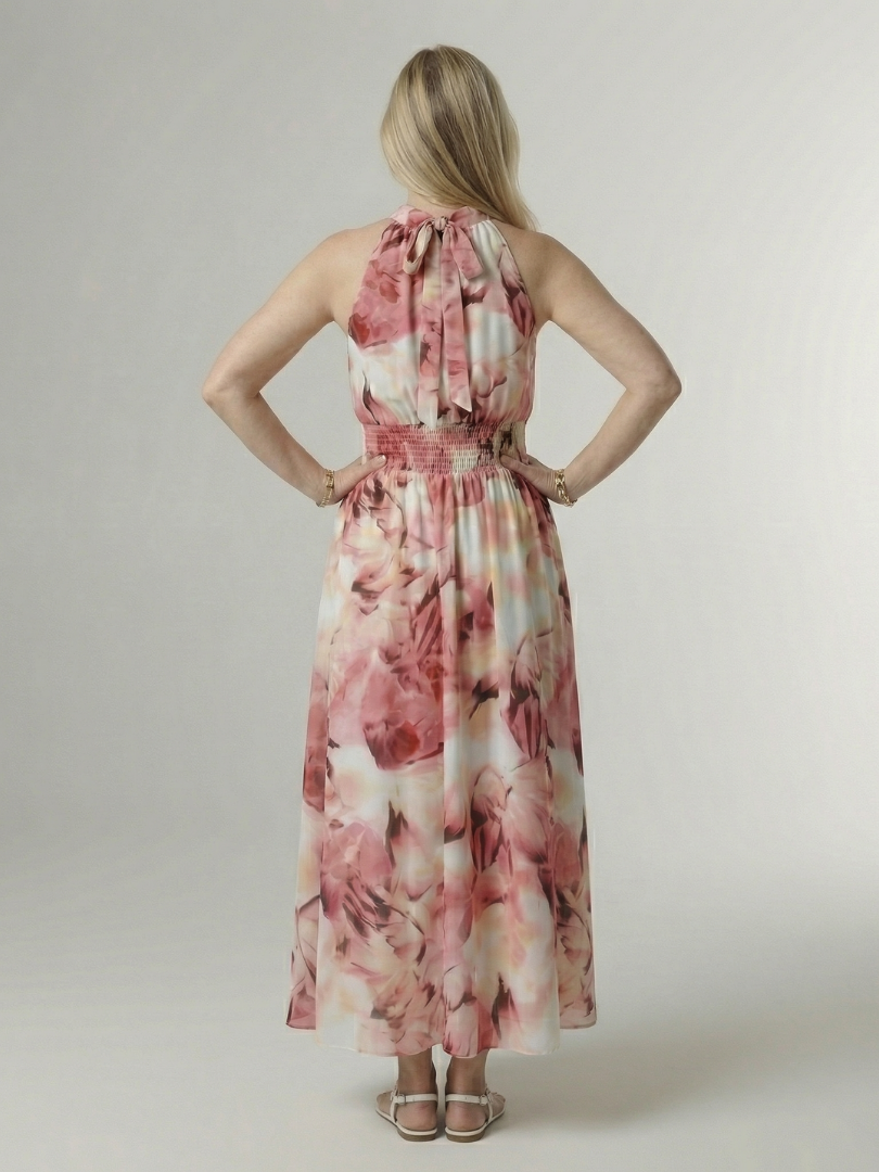 Sanja | Robe midi à bretelles avec taille froncée