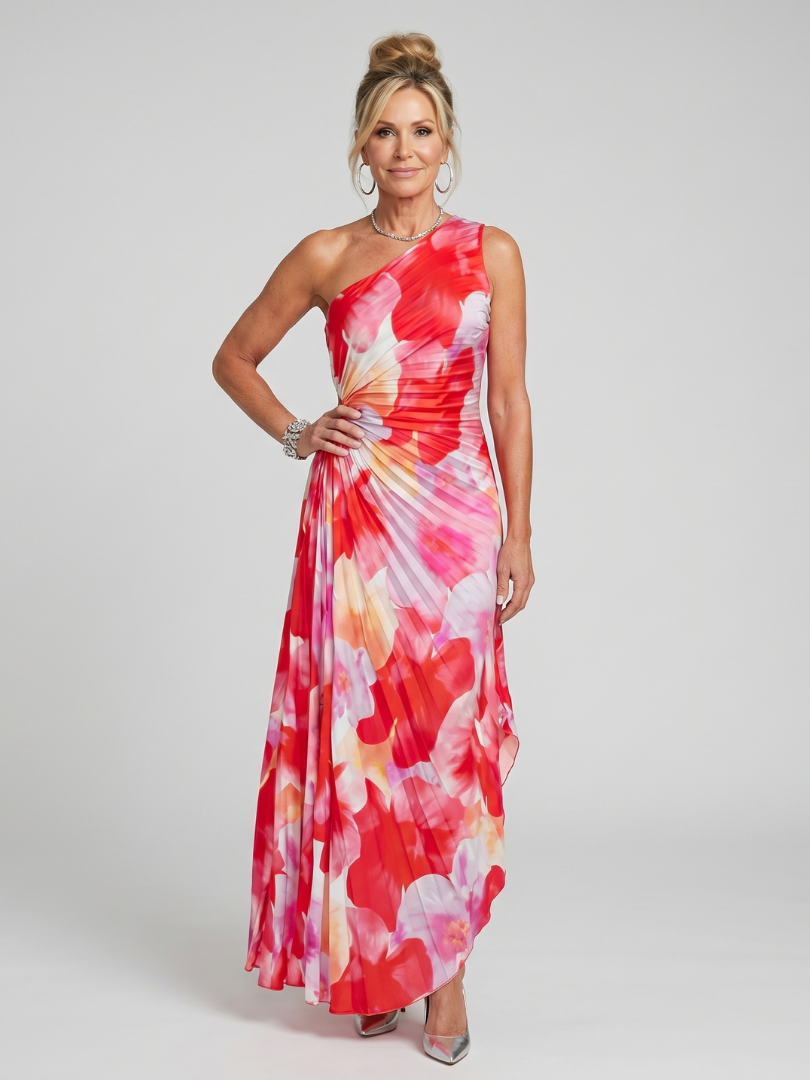 Sanja | Robe midi à une épaule avec un haut plissé