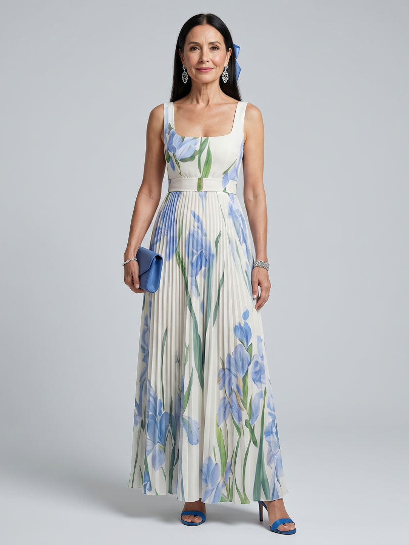 Biljana | Robe midi sans manches avec motif floral