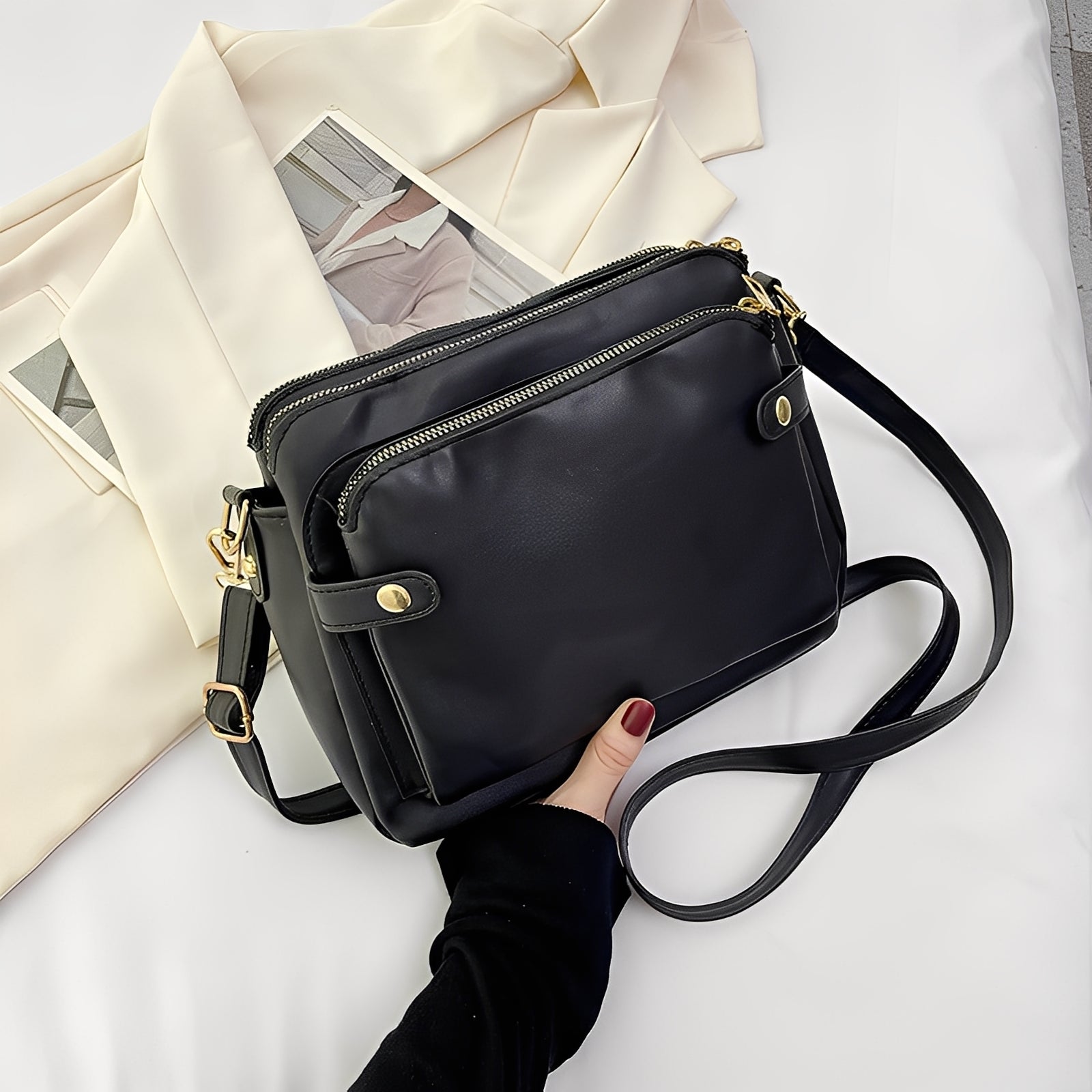 Michaela - Sac en cuir classique pour femmes avec bandoulière