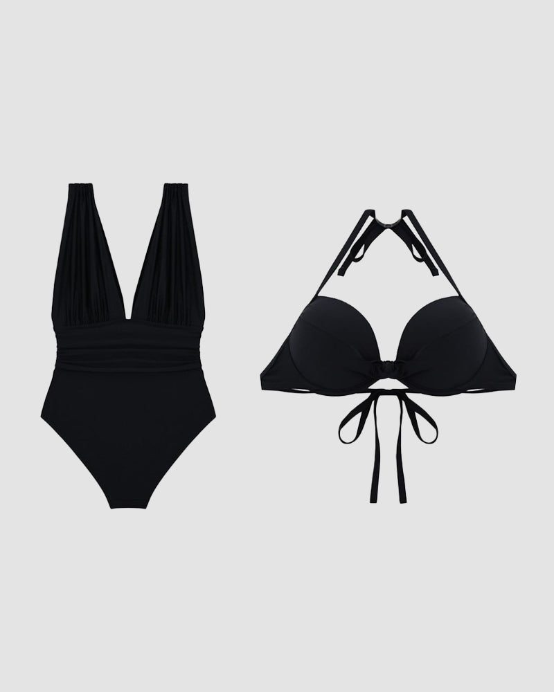 Karina | Maillot de bain sculptant en V avec effet de contrôle du ventre