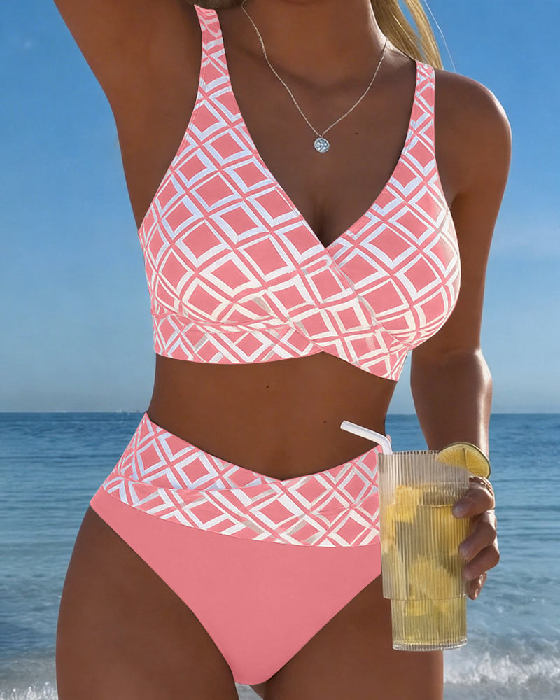 Bikini Divdažni avec Découpe et Motif Diamant