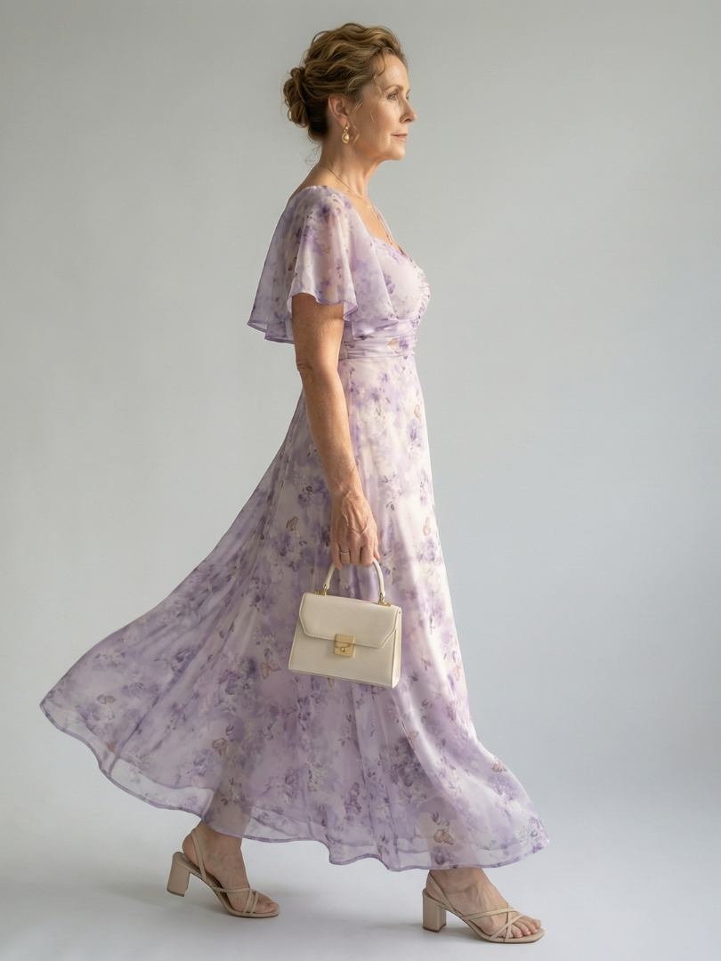 Aleksandra | Robe midi avec des manches flottantes