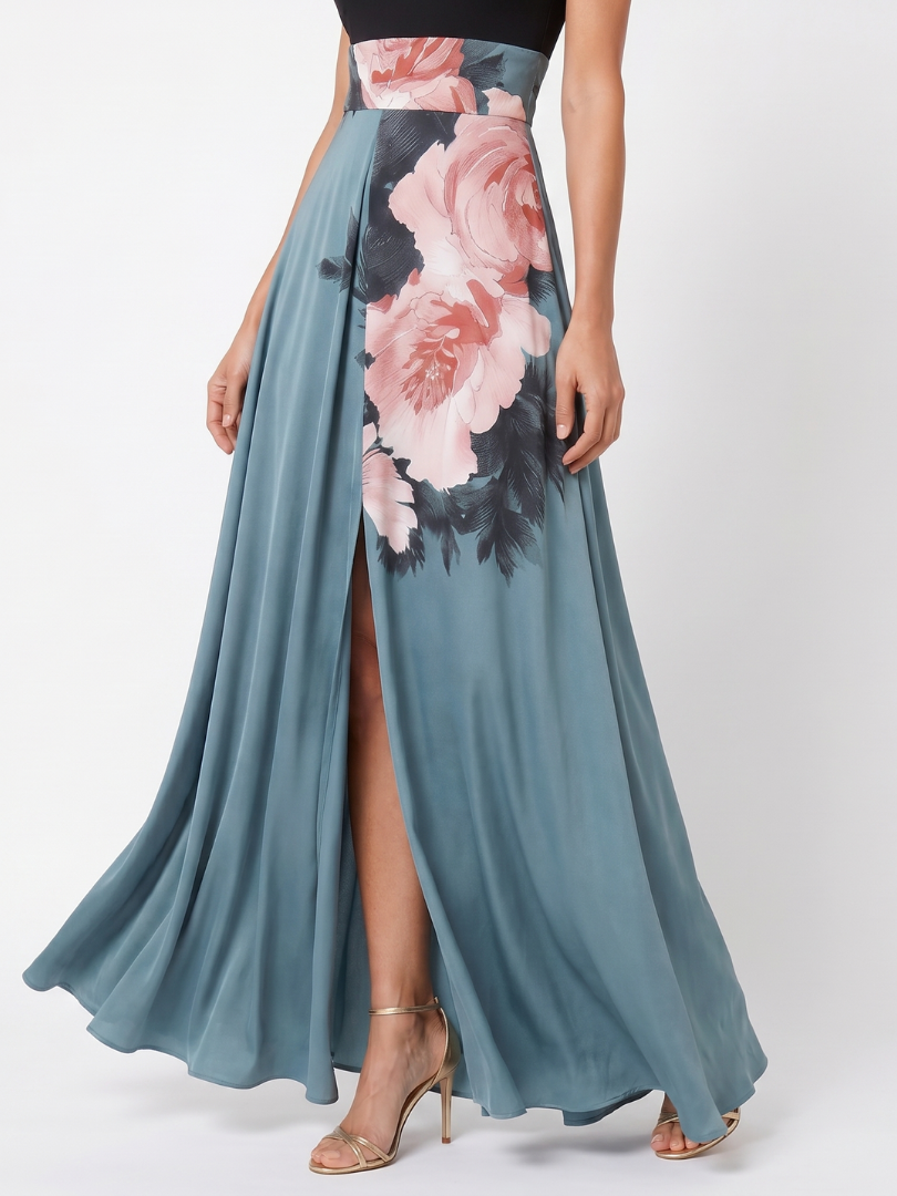 Marija | Robe Maxi Fleurie avec Décolleté Halter