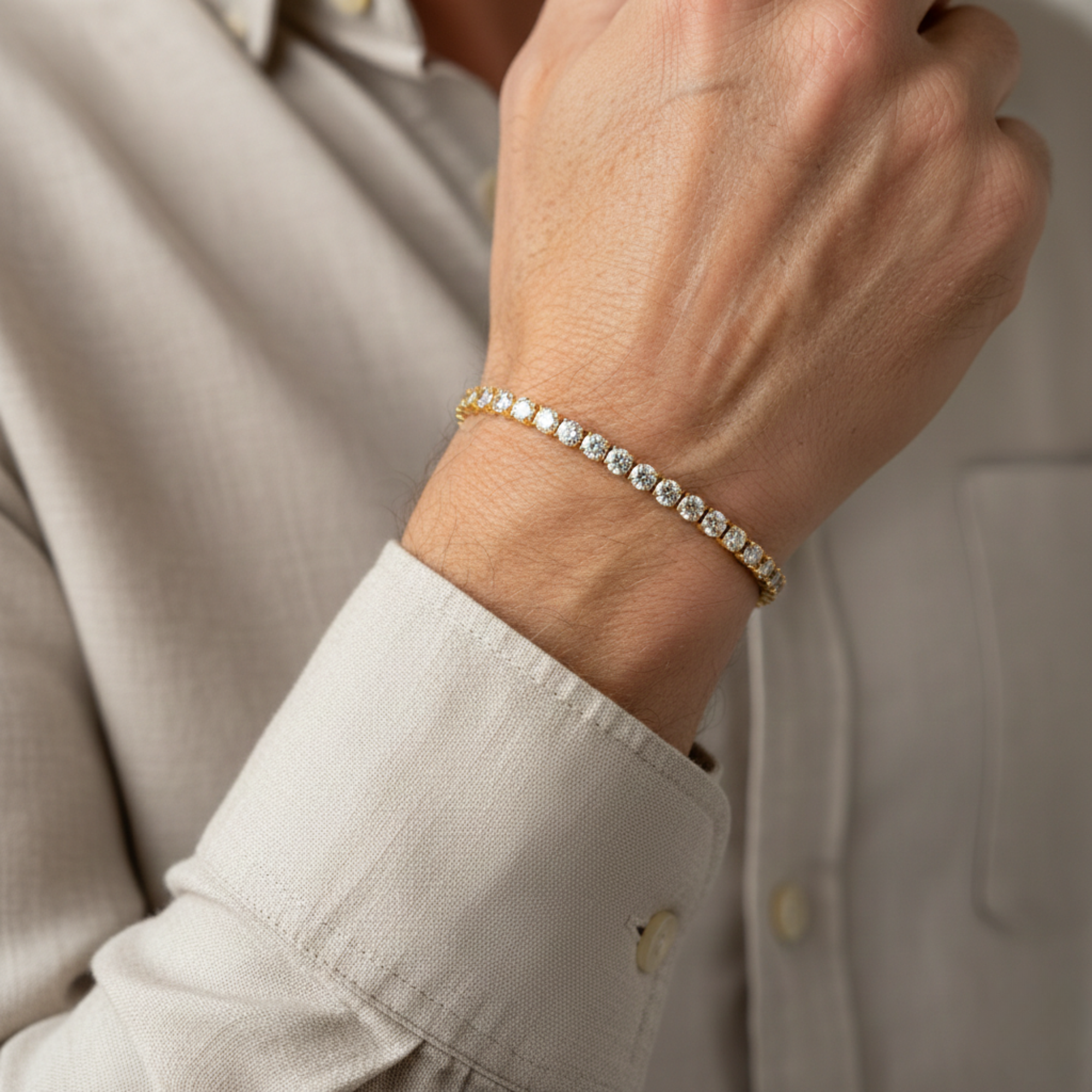 Éloria | Bracelet tennis 4 mm ajustable finition or ou argent 17 cm