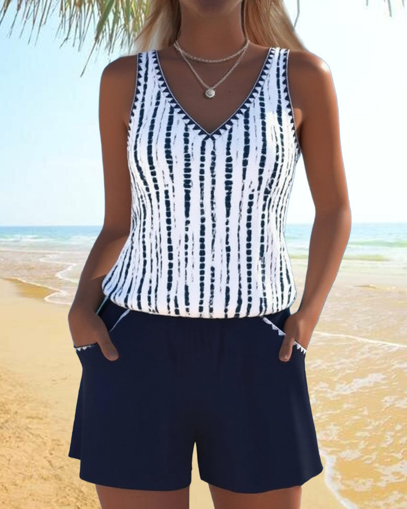 Maillot de bain quotidien avec poche et décolleté en V