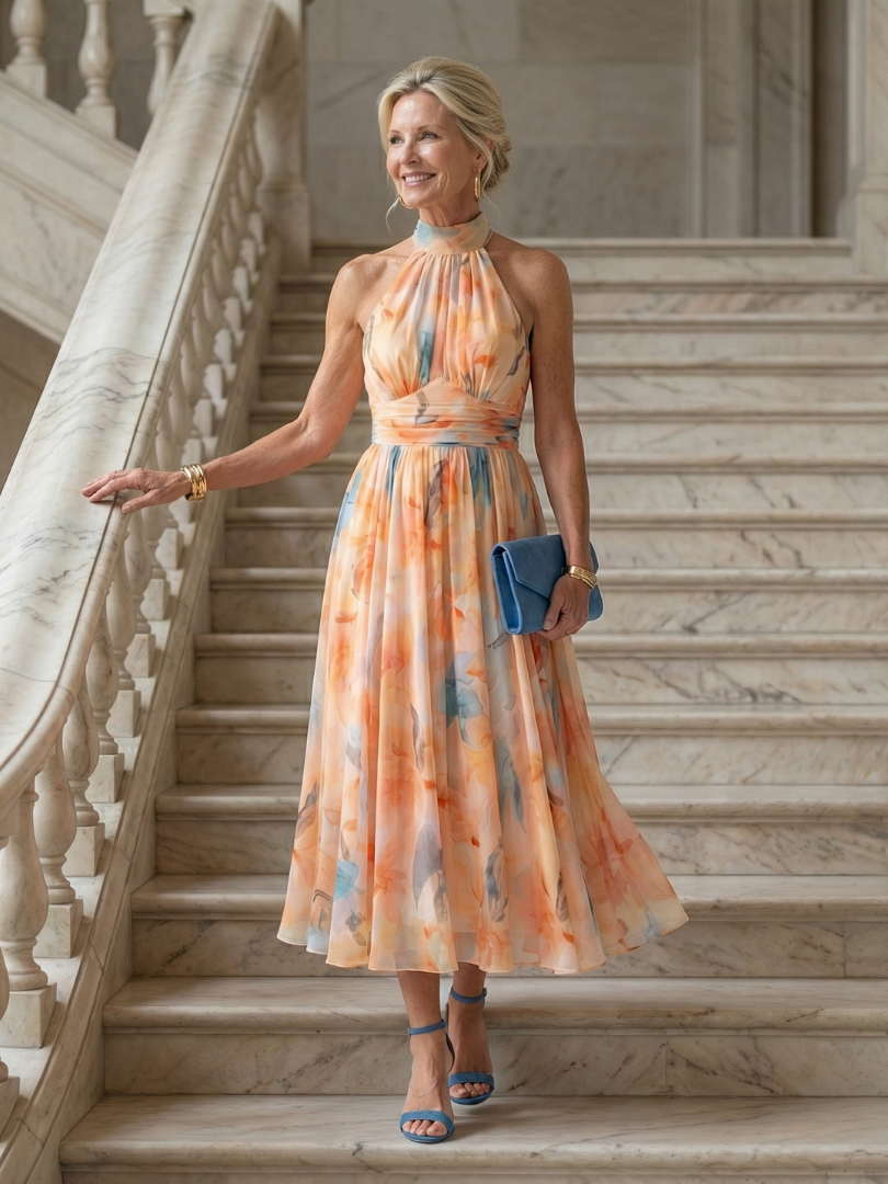 Ana| Robe Halter Midi Dress