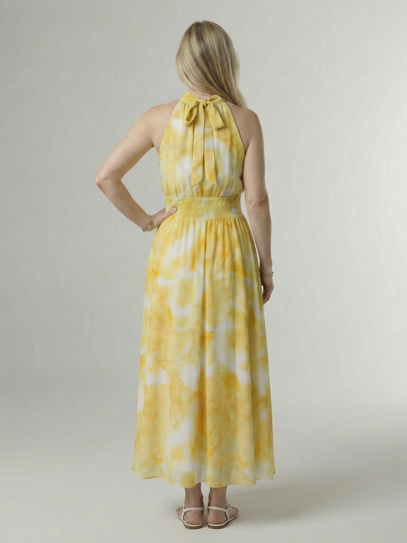 Sanja | Robe midi à bretelles avec taille froncée