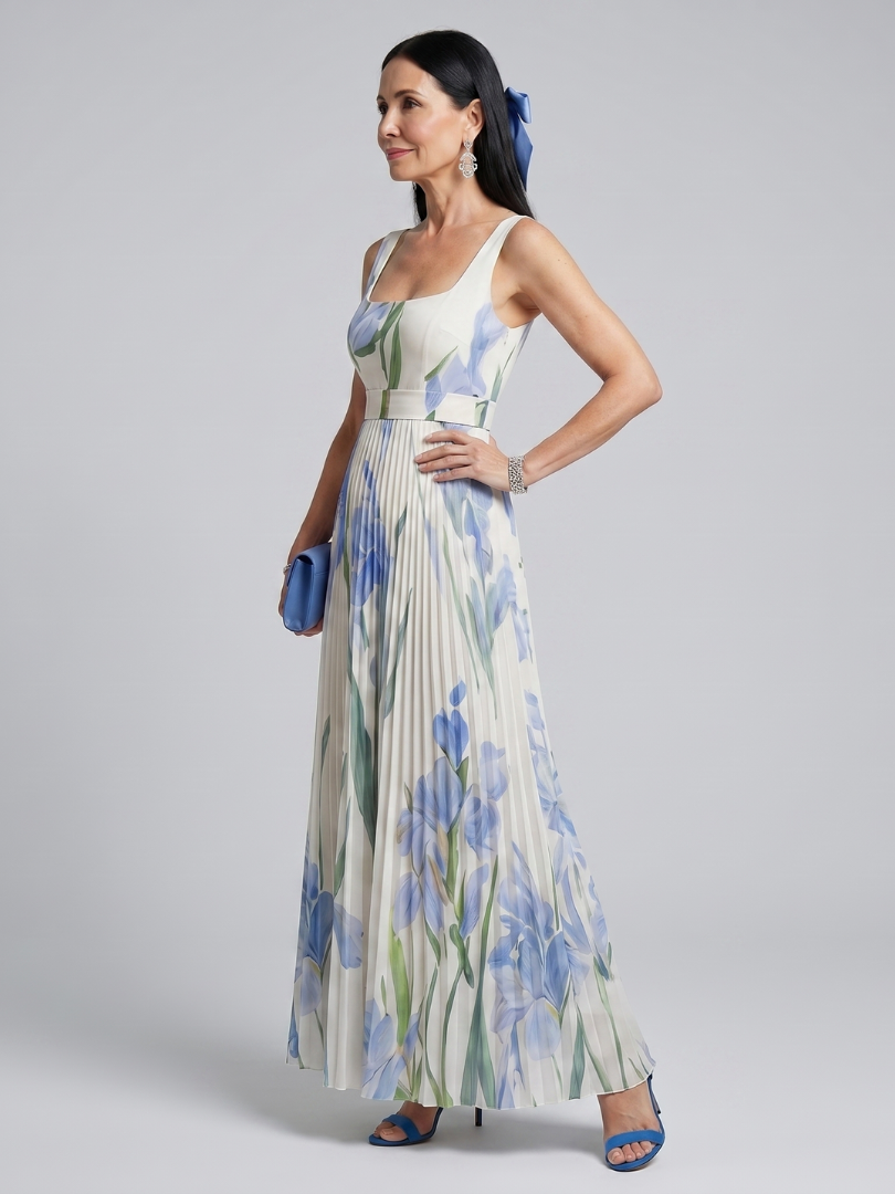 Biljana | Robe midi sans manches avec motif floral