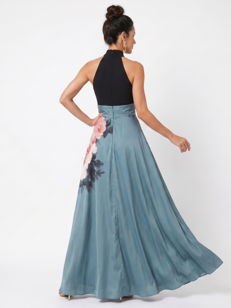 Marija | Robe Maxi Fleurie avec Décolleté Halter