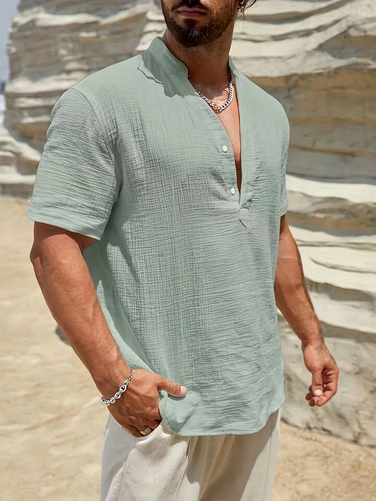 Cazel | Chemise d’été élégante à col montant