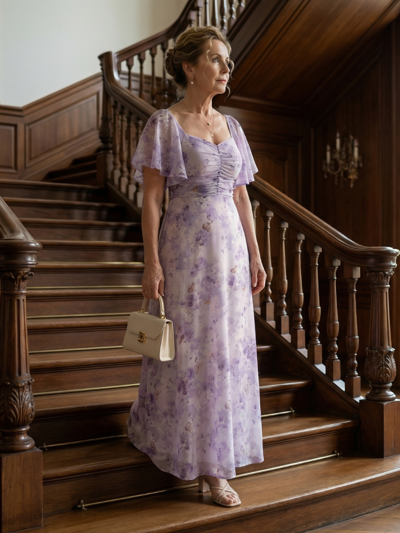 Aleksandra | Robe midi avec des manches flottantes