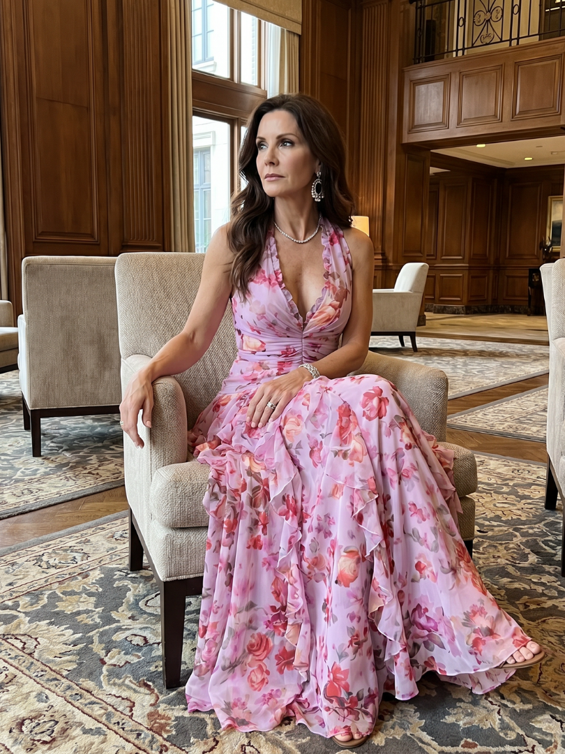 Dragana | Robe Maxi à Encolure Halter et Bas Roulé