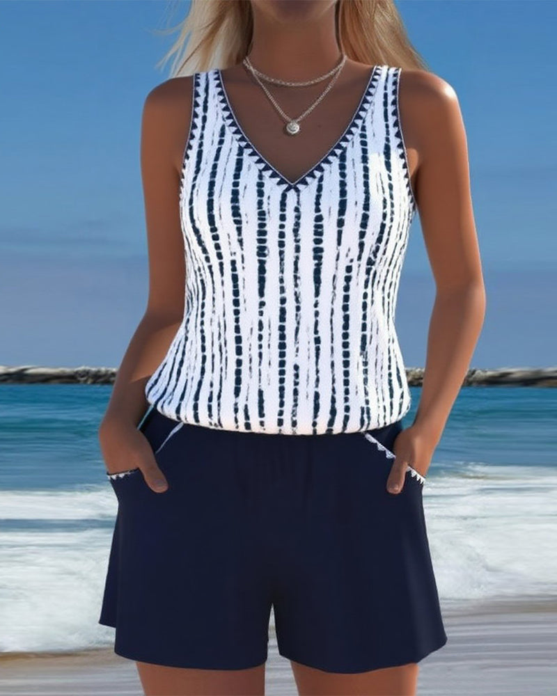 Maillot de bain quotidien avec poche et décolleté en V