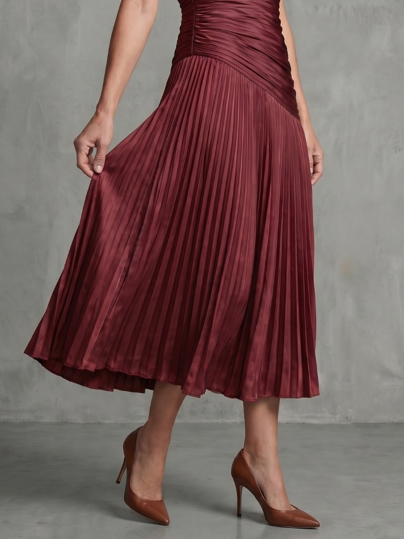Ivana | Robe midi avec taille froncée