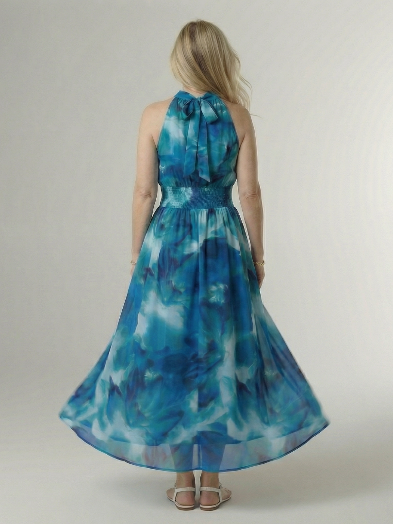 Sanja | Robe midi à bretelles avec taille froncée