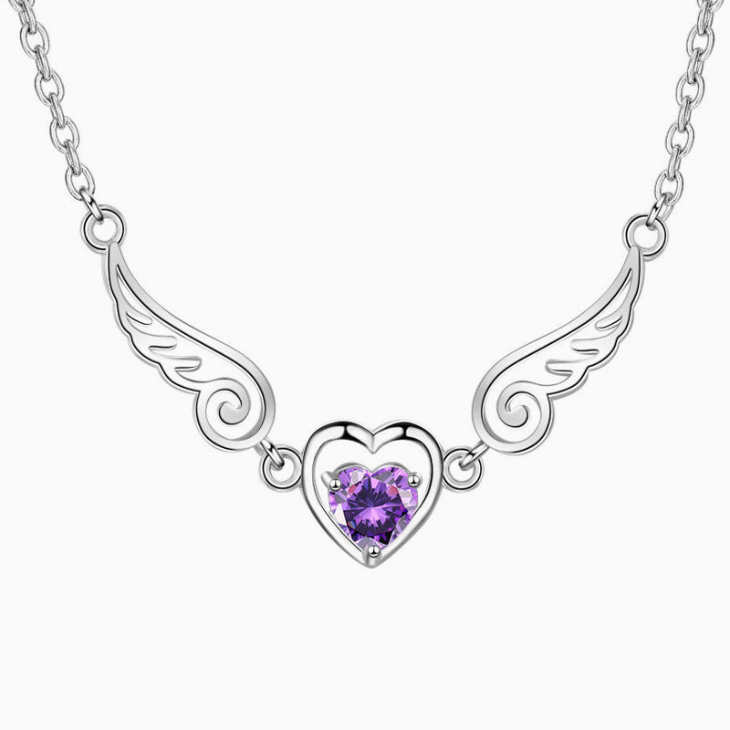Angélique | Collier Cœur Ailé Serti d'un Cristal Scintillant
