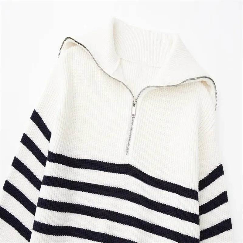 Cazel | Pull zippé rayé