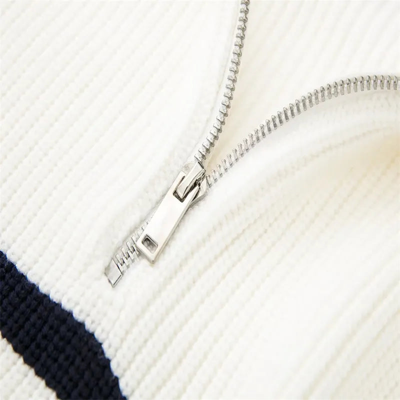 Cazel | Pull zippé rayé