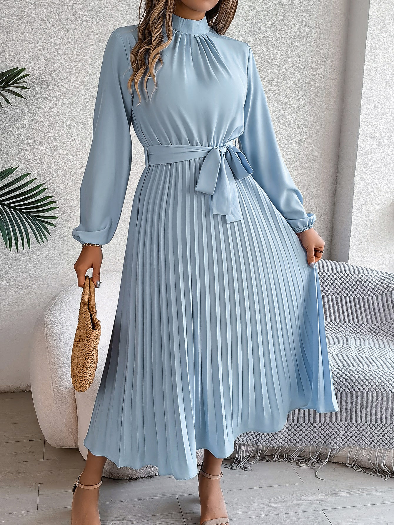 Martine | Robe Maxi Plissée Ceinturée