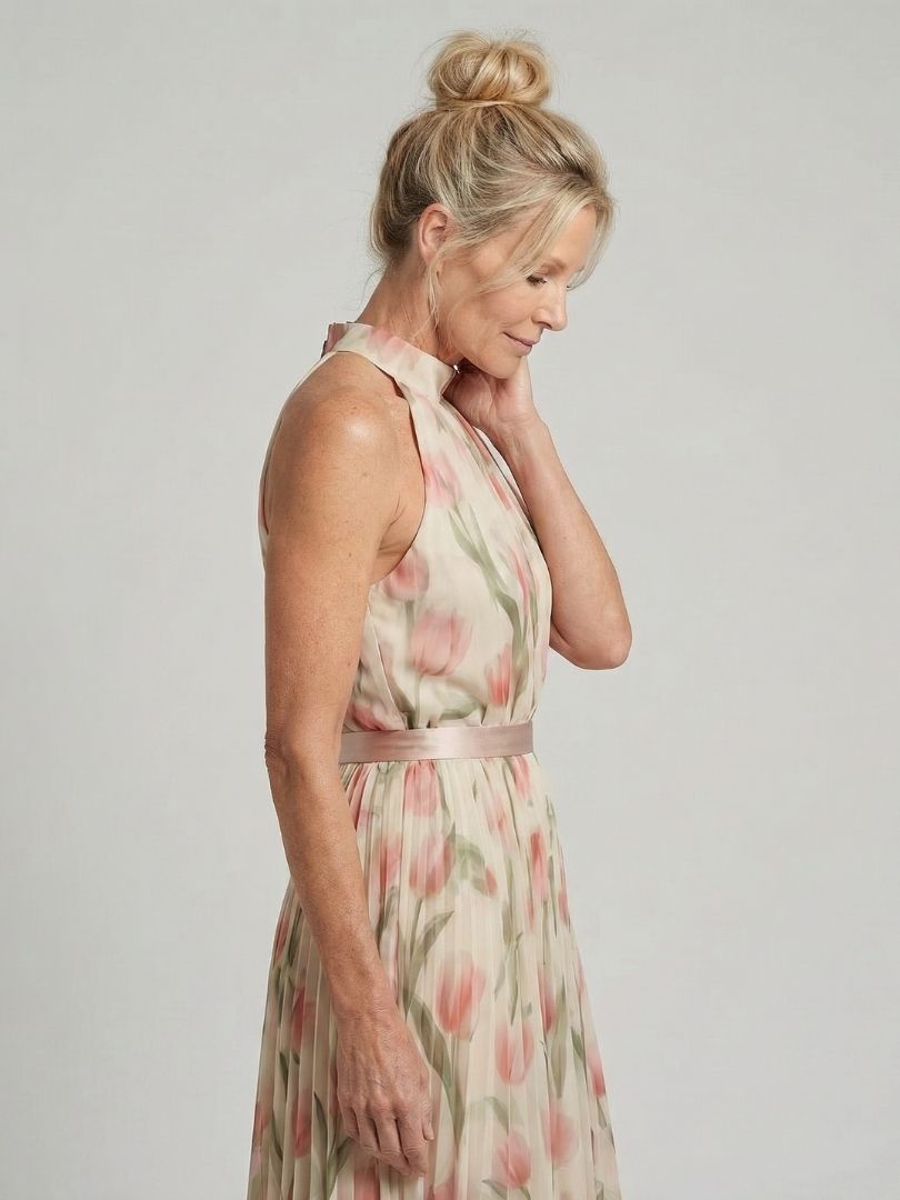 Milica | Robe midi à fleurs avec col halter