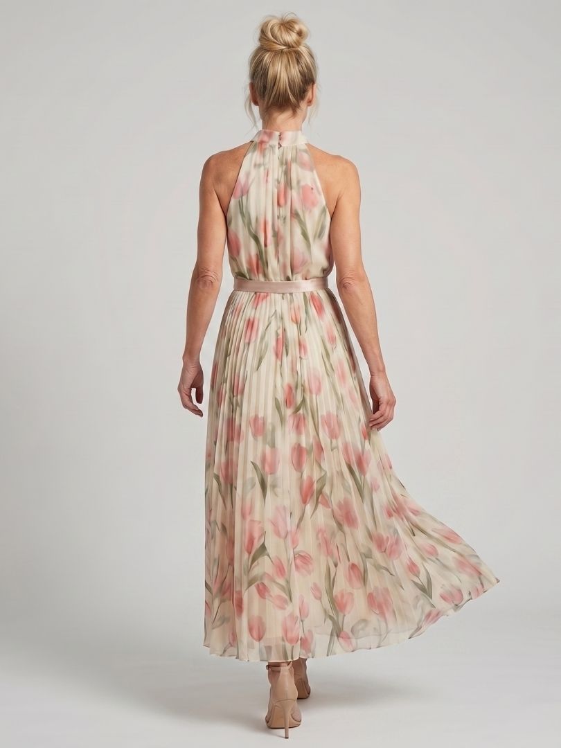 Milica | Robe midi à fleurs avec col halter