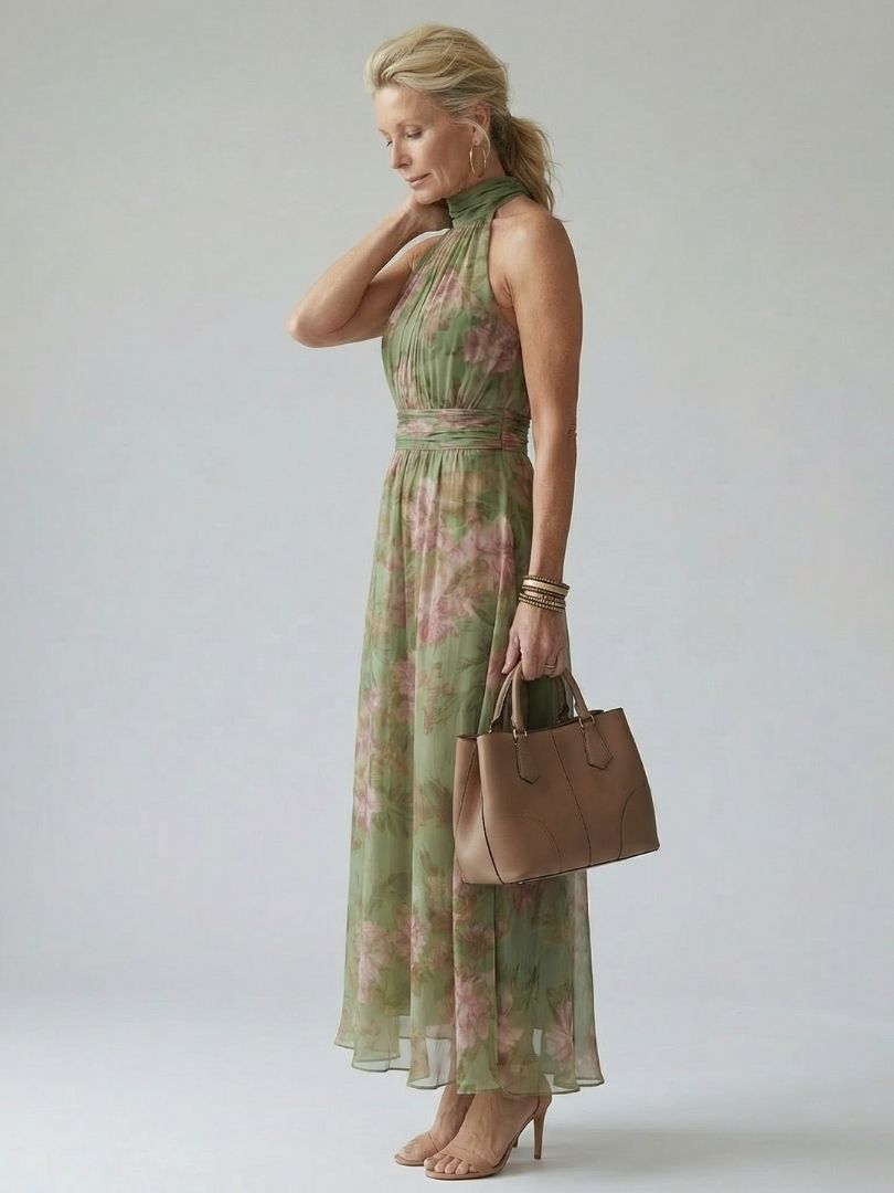 Jelena | Robe midi avec décolleté halter
