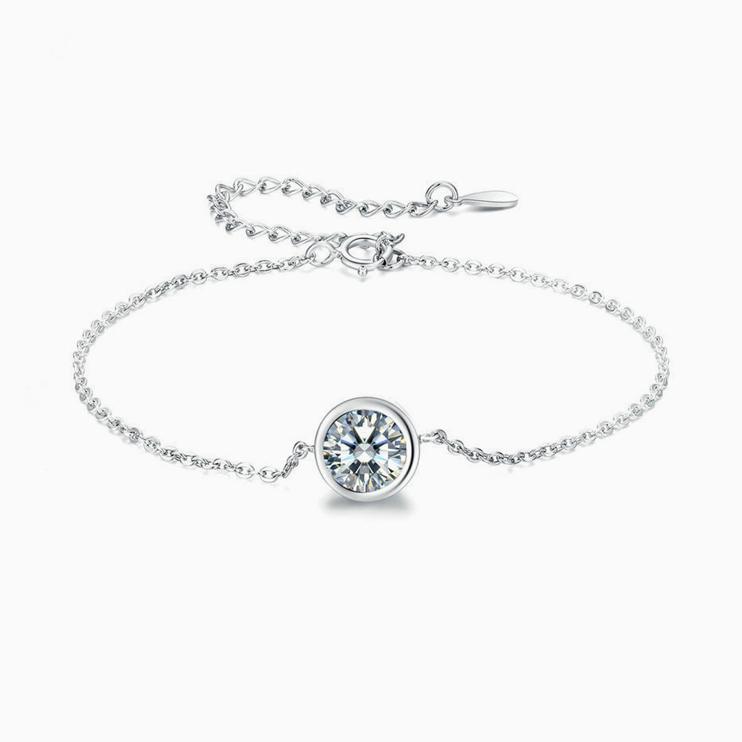 Lumière | Bracelet Chaîne Délicat à Cristal Solitaire Serti Clos