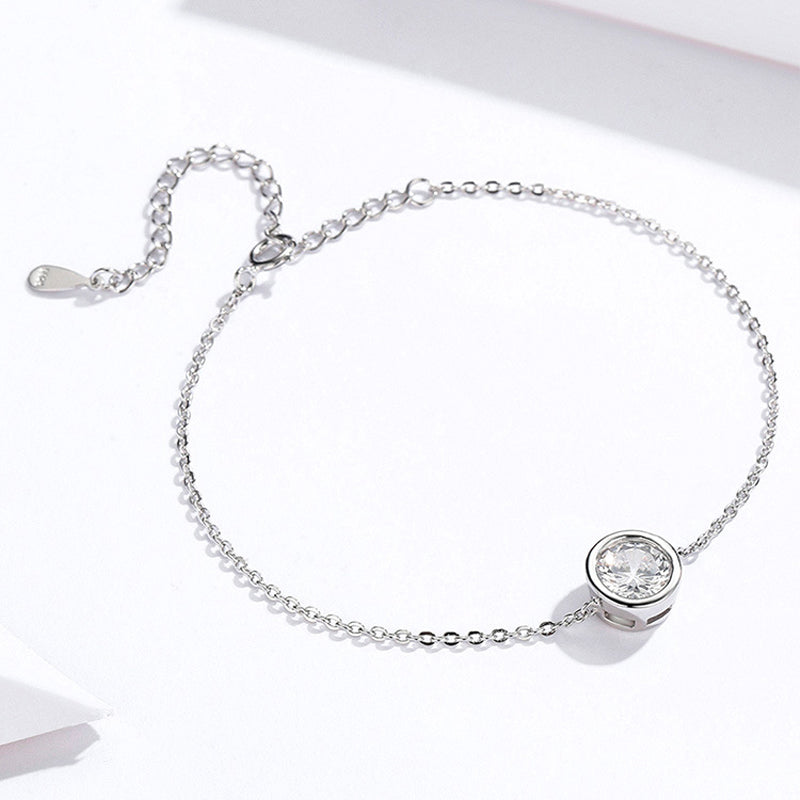 Lumière | Bracelet Chaîne Délicat à Cristal Solitaire Serti Clos