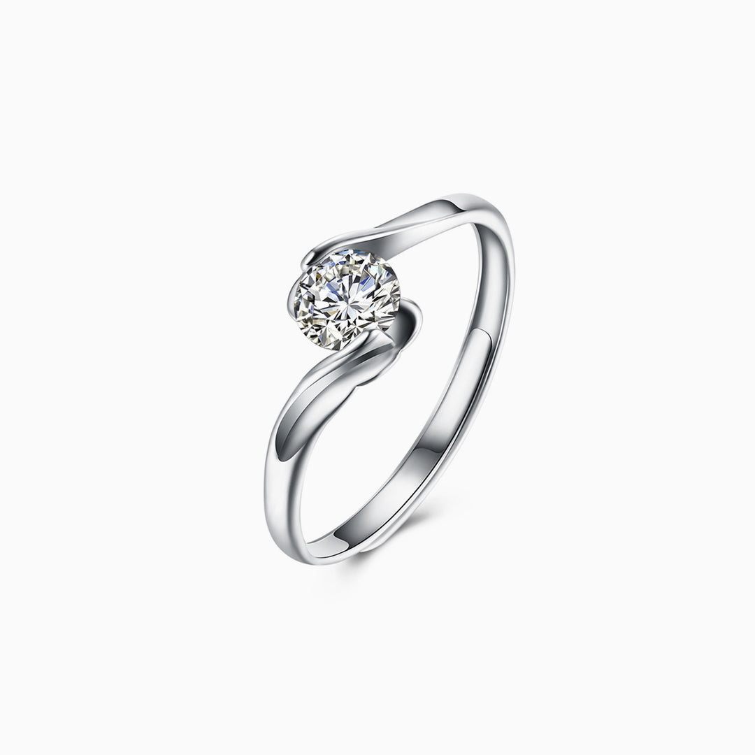Aurore | Bague Solitaire à Cristal Serti en Torsade