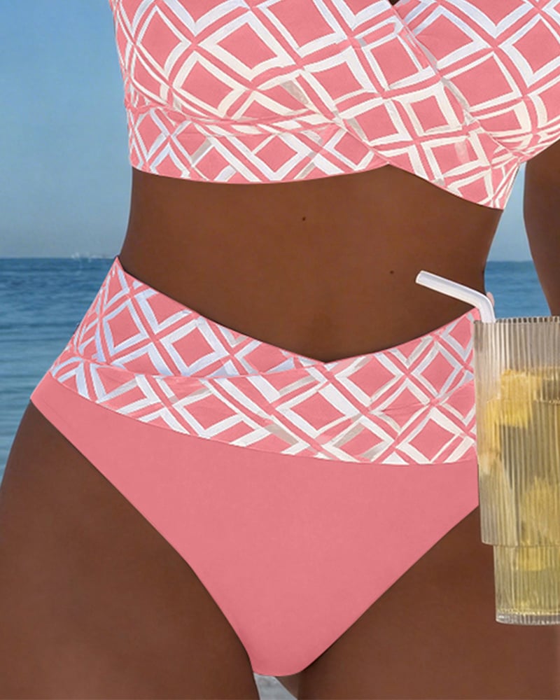 Bikini Divdažni avec Découpe et Motif Diamant