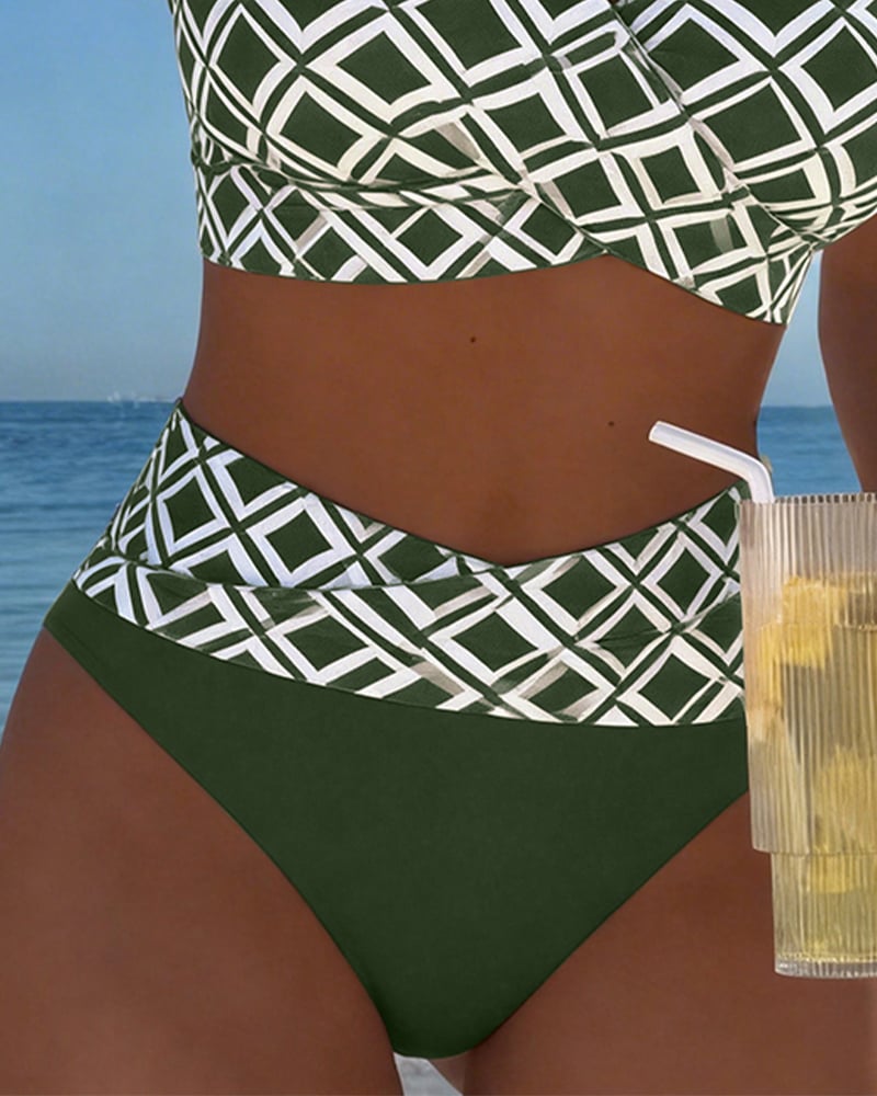Bikini Divdažni avec Découpe et Motif Diamant