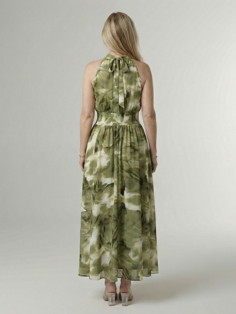 Sanja | Robe midi à bretelles avec taille froncée