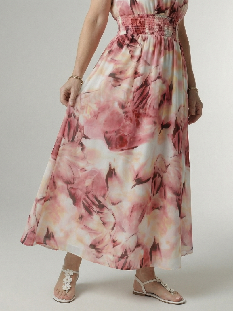 Sanja | Robe midi à bretelles avec taille froncée