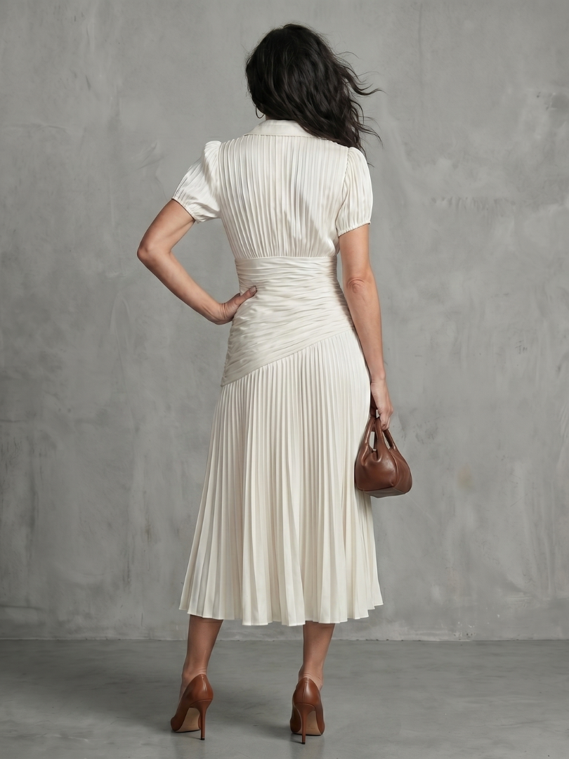 Ivana | Robe midi avec taille froncée