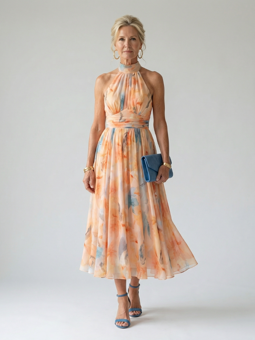 Ana| Robe Halter Midi Dress