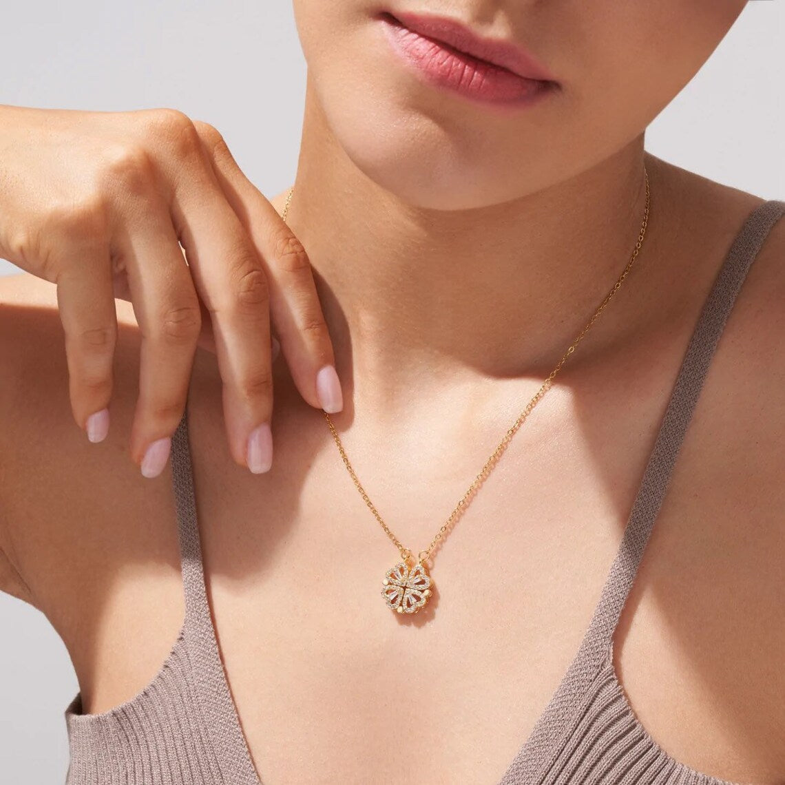 Clémence | Collier Trèfle Porte-Bonheur Serti de Cristaux