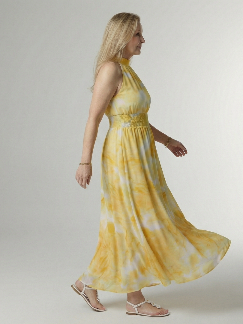 Sanja | Robe midi à bretelles avec taille froncée