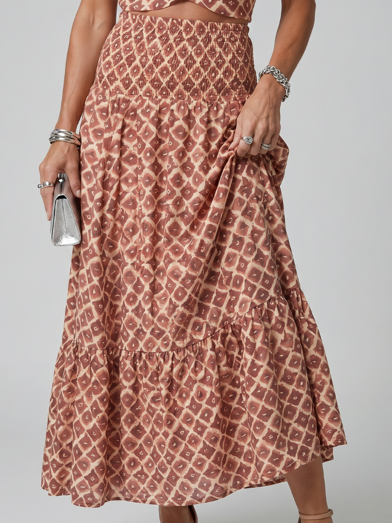 Ivana | Robe Midi à Imprimé Géométrique avec Décolleté Halter
