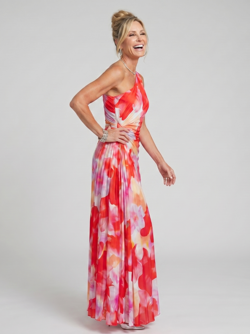 Sanja | Robe midi à une épaule avec un haut plissé