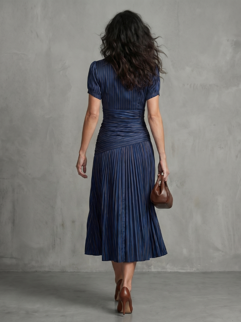 Ivana | Robe midi avec taille froncée