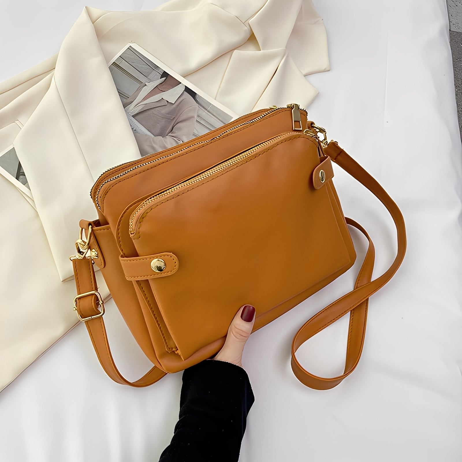 Michaela - Sac en cuir classique pour femmes avec bandoulière