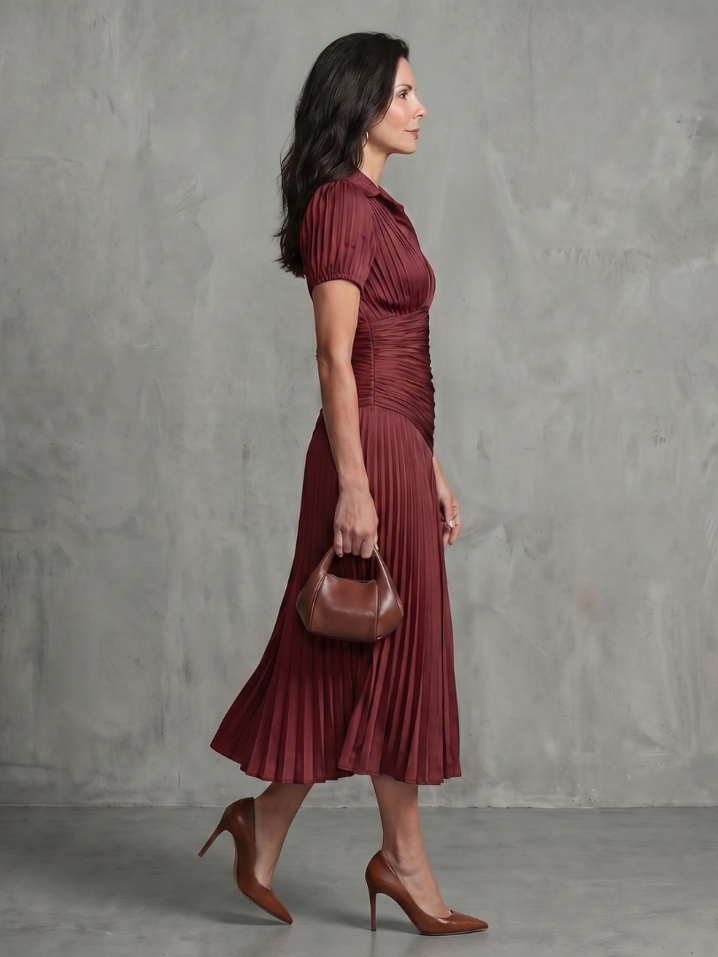 Ivana | Robe midi avec taille froncée