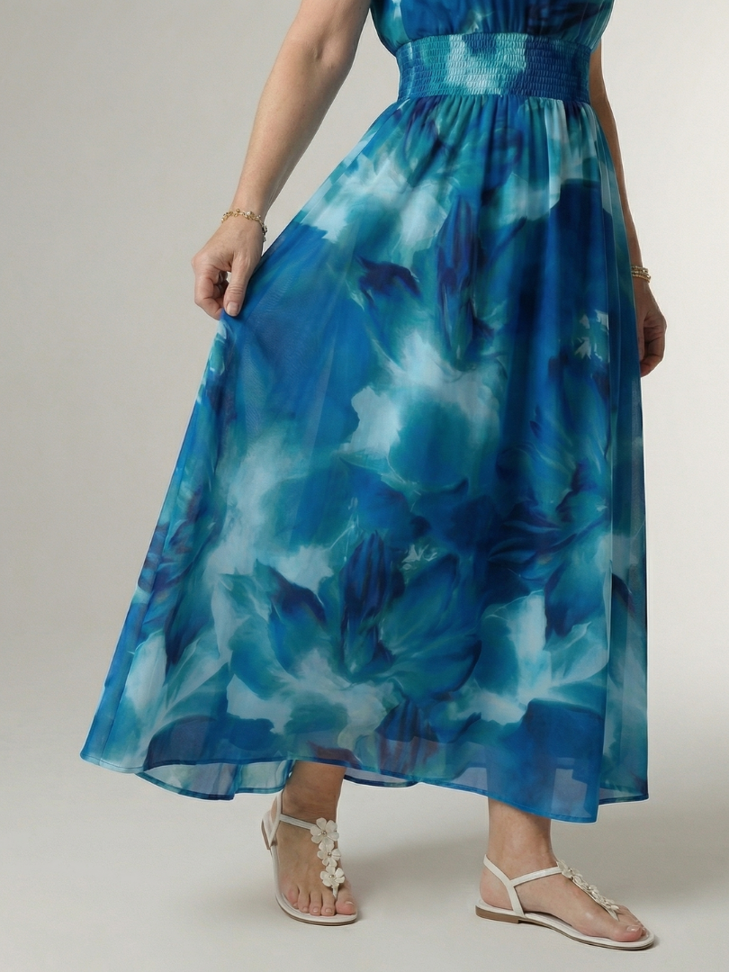 Sanja | Robe midi à bretelles avec taille froncée
