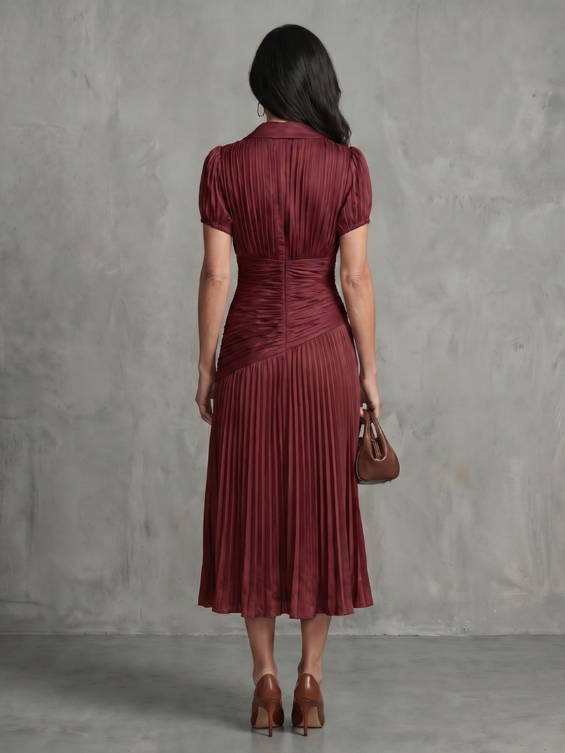 Ivana | Robe midi avec taille froncée