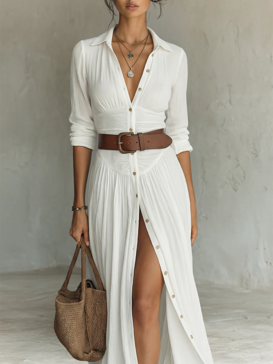 Suzanne | Robe maxi à col revers