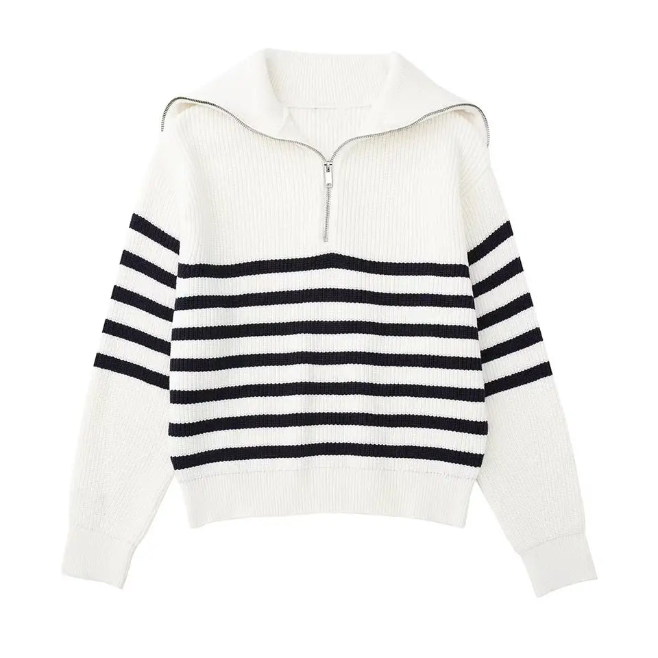 Cazel | Pull zippé rayé